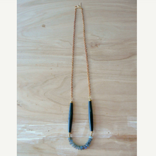 Labradorite and Wood Long Boho Necklace